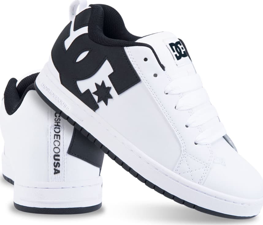 Tenis skate caballero blanco/negro piel Dc Shoes modelo 9WLK
