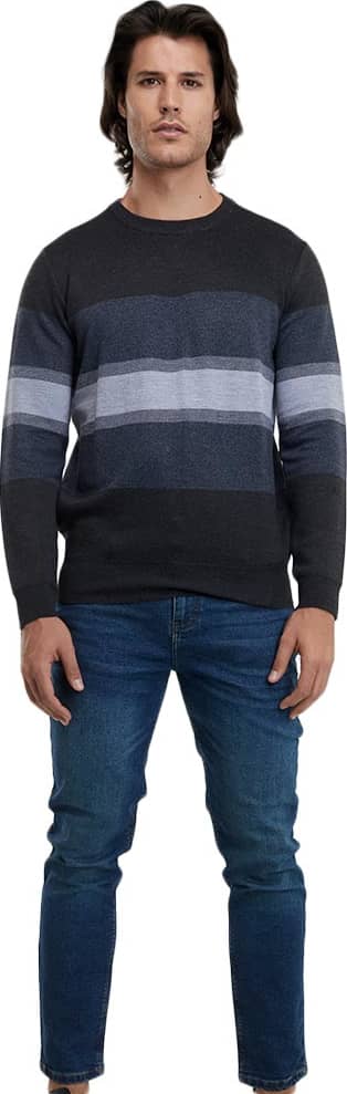 SWEATER A RAYAS CUELLO ALTO CON BOTONES