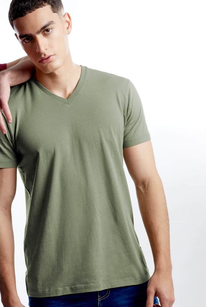 Playera Basica Manga Corta Cuello V