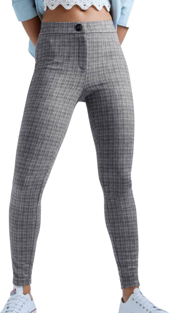 Leggings Formal, Cintura Alta A Cuadros Pr