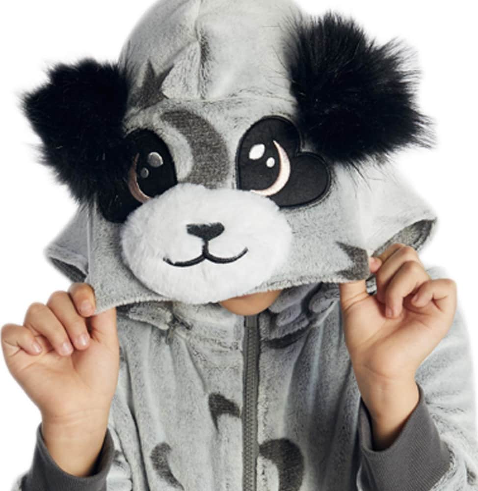 MAMELUCO 3D PANDA DE PELUCHE Y CAPUCHA DESMONTABLE
