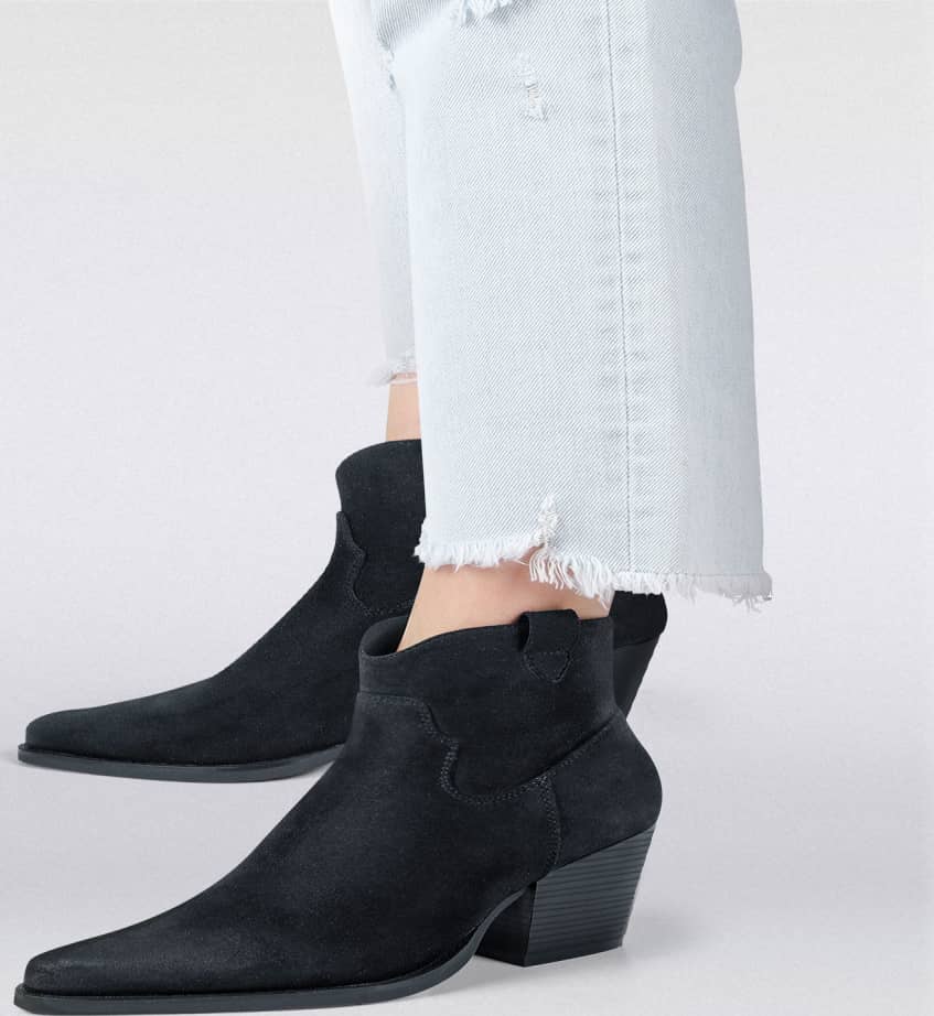 Bota Vaquera Ante Jareta Con Tacón