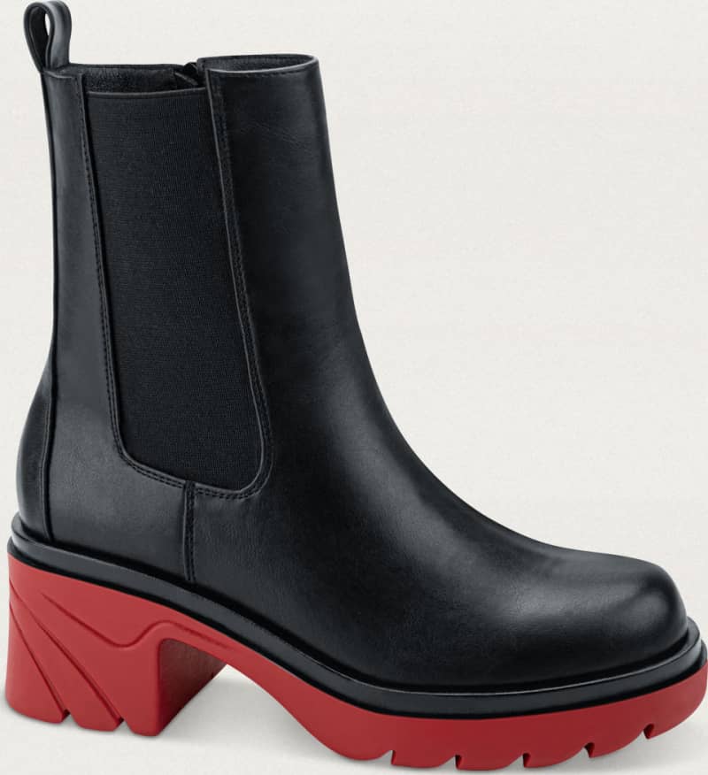 Bota Moto Pu Con Elástico Suela Bicolor