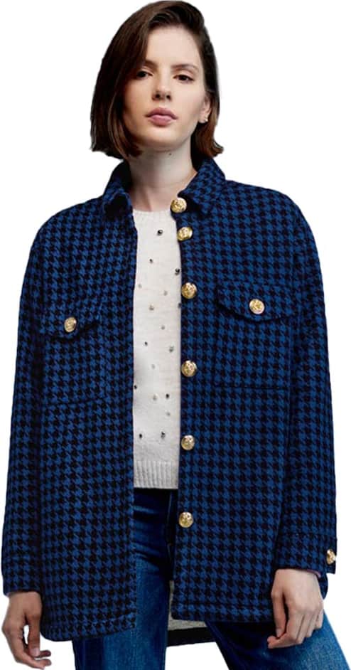 Sobrecamisa Pata De Gallo Con Forro De Sherpa