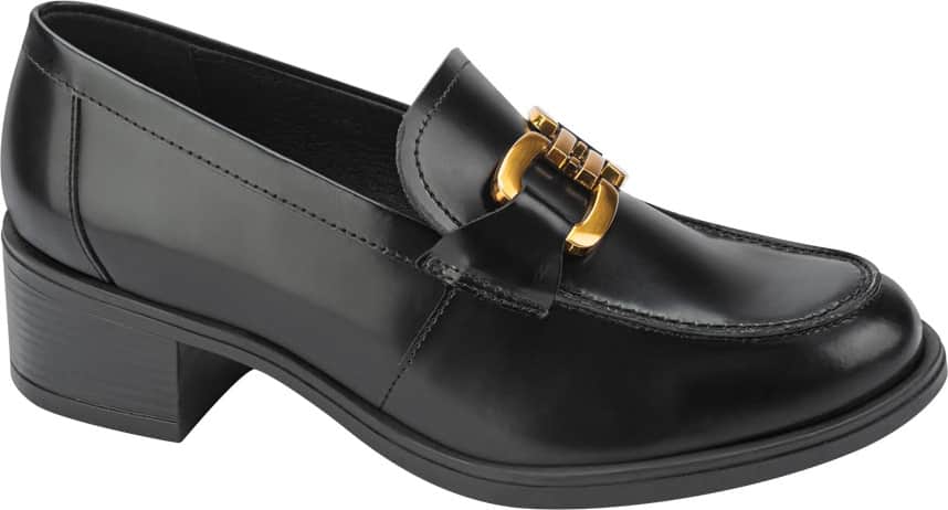 Mocasin Tacon Ancho Con Herraje