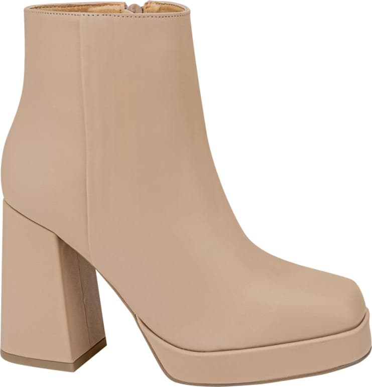 Bota Vestir Pu Tacón Ancho Punta Cuadrada