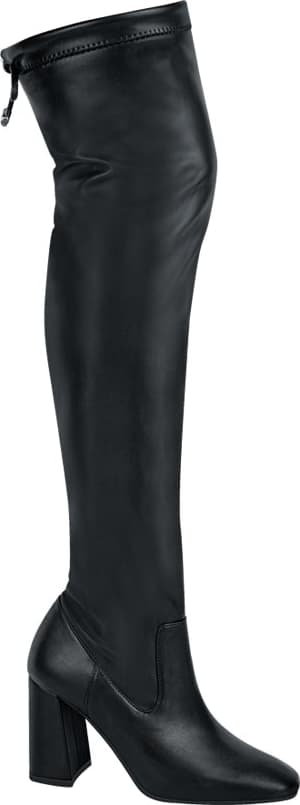 Bota Extra Larga Pu Ajustable Punta Cuadrada