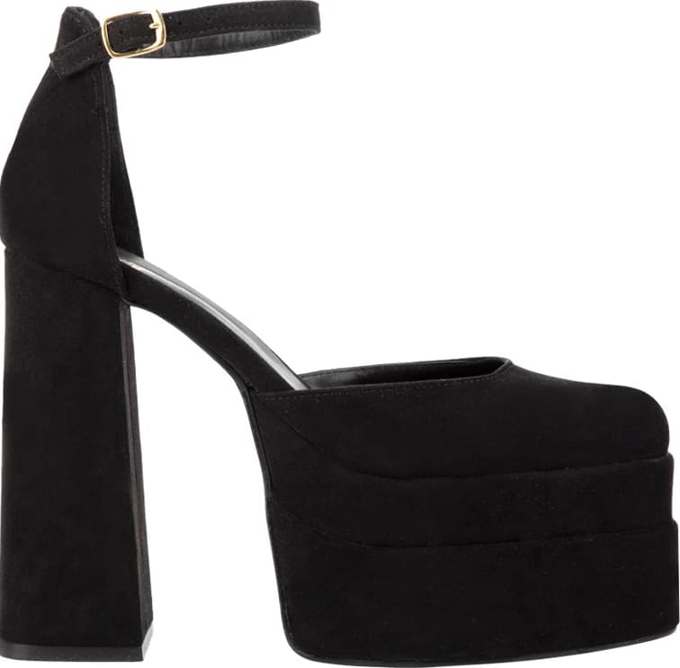 Zapato Punta Cuadrada Doble Plataforma Tacón Ancho