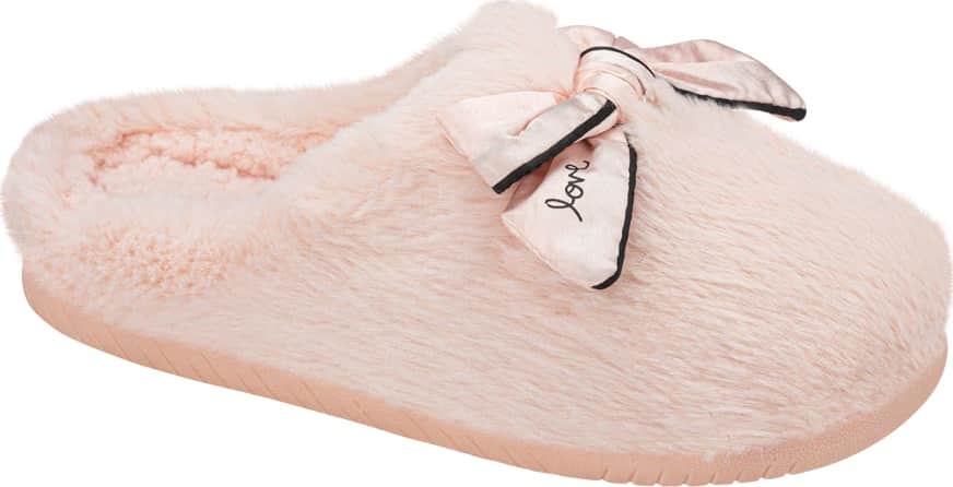 Pantufla Sueco Peluche Con Moño