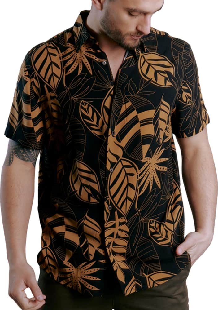 CAMISA REGULAR FIT DE VISCOSA MANGA CORTA