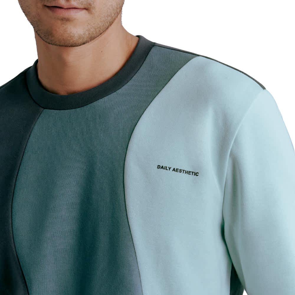 SUDADERA DE MODA C/COMBINACION CUELLO REDONDO