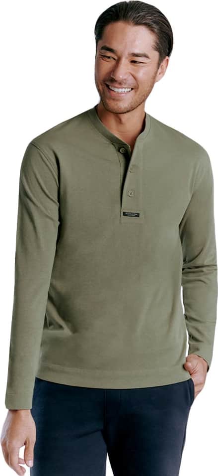 PLAYERA DE MODA MANGA LARGA CUELLO HENLEY