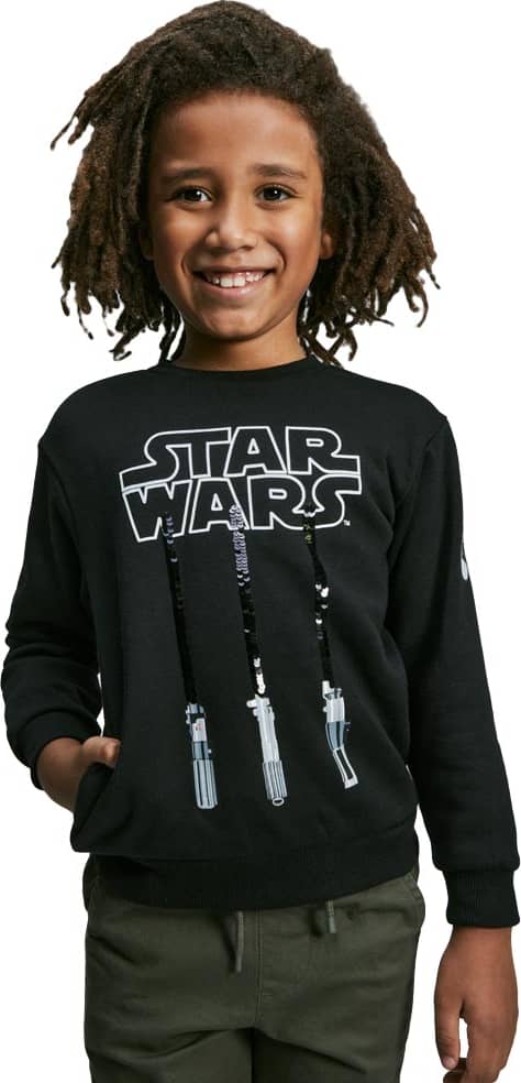 Sudadera casual ni o negro Star Wars modelo SWW1