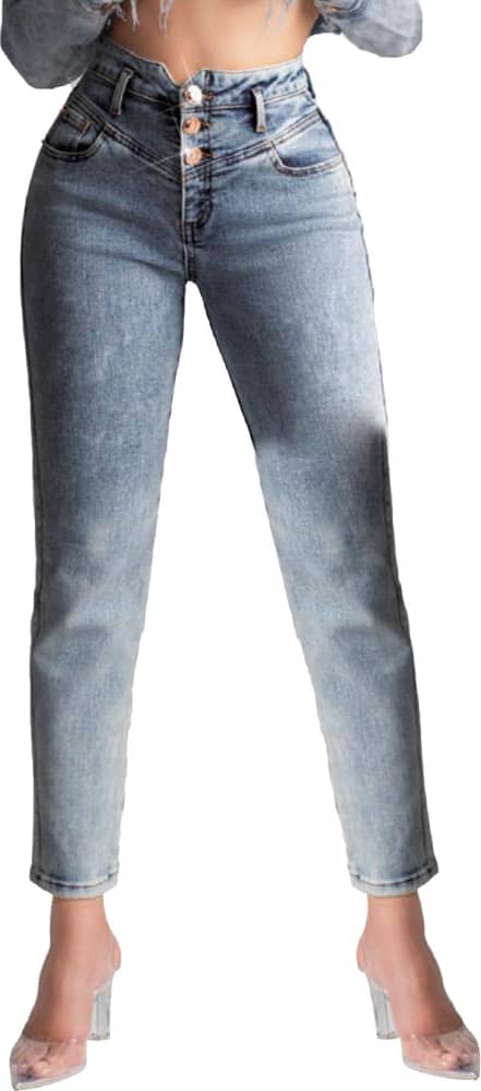 JEANS CORTE MOM CINTURA ALTA