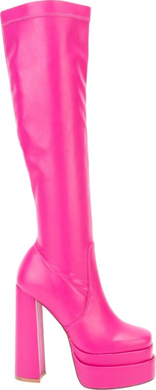 BOTA VESTIR PU STRETCH DOBLE PLATAFORMA CON TACÓN