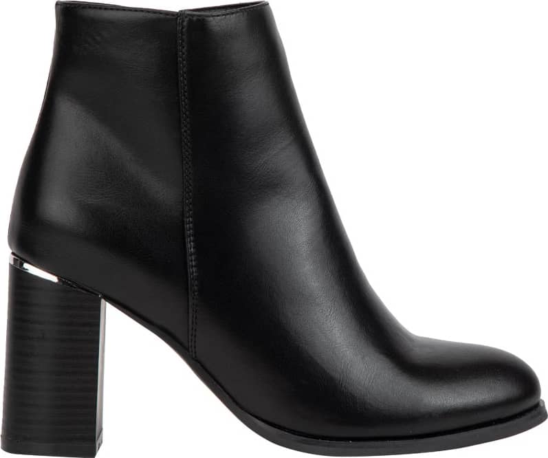 BOTA VESTIR PU DE TACÓN ANCHO CON PLACA