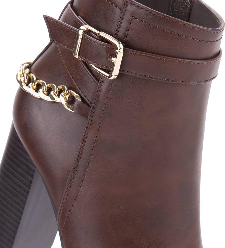 BOTA VESTIR PU CON CADENAY HEBILLA PLATAFORMA CON TACÓN