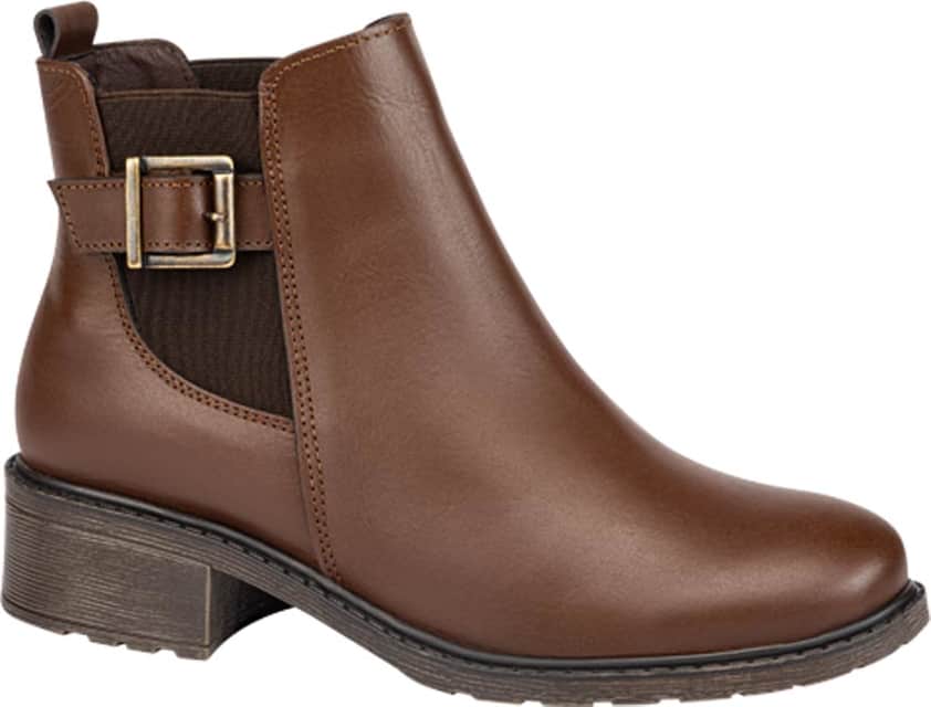 BOTA CASUAL PIEL VACUNO TACÓN CON ELÁSTICO Y HEBILLA