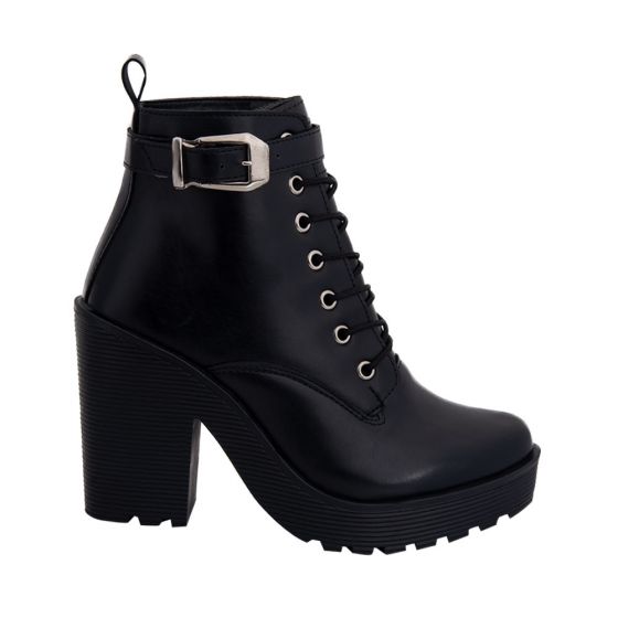 Botas Casuales Estilo Militar Negras GLORIA TREVI 5323