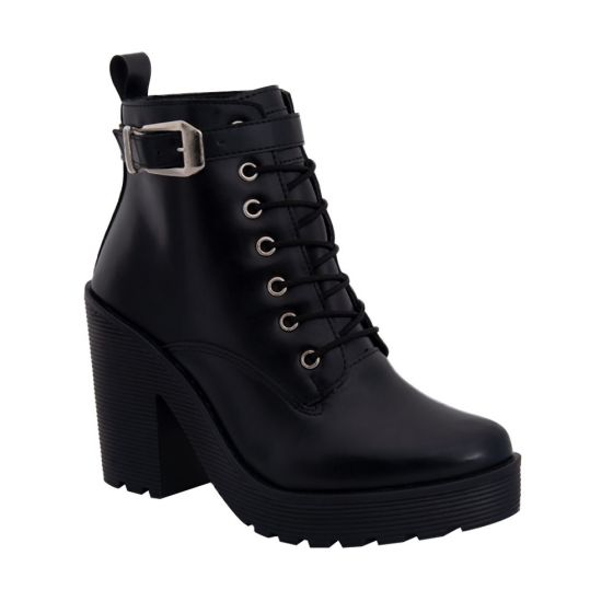 Botas Casuales Estilo Militar Negras GLORIA TREVI 5323