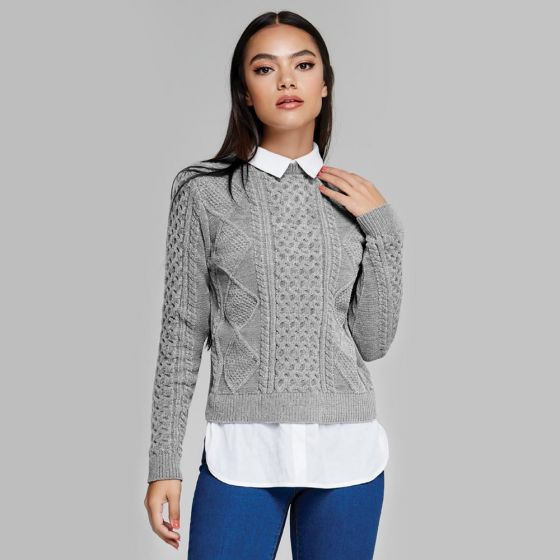 SUETER CASUAL SAO PAULO Q424 ~ DAMA Gris