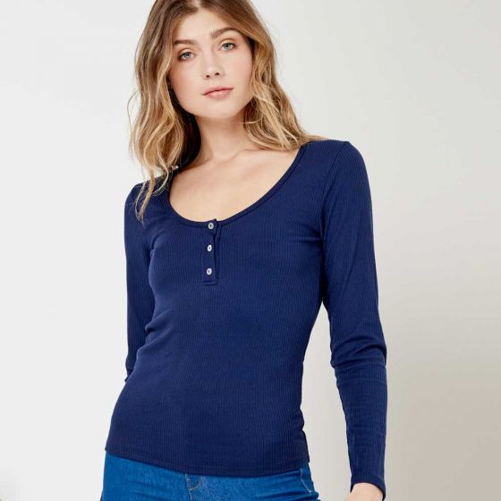 BLUSA CASUAL KAFE D009 ~ DAMA Azul