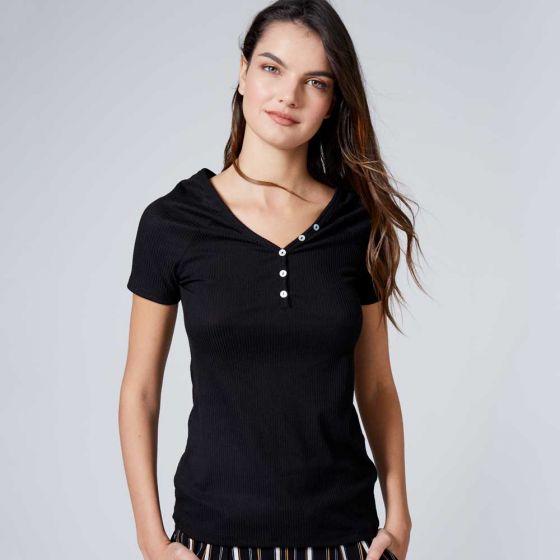 BLUSA CASUAL KAFE D001 ~ DAMA Negro