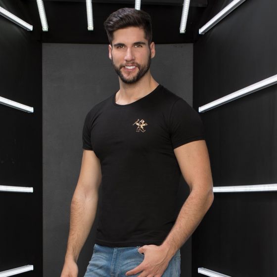 PLAYERA CASUAL K-SWISS T-SHIRT MONOBLACK/GOLD MNEG ~ CABALLERO Negro LIFESTYLE