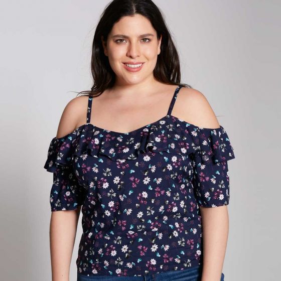 BLUSA TALLAS ESPECIALES TIERRA BENDITA PLUS 9068 ~ DAMA Azul