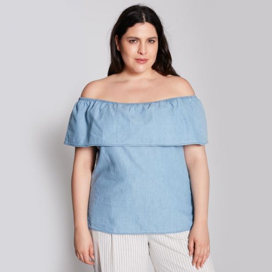 BLUSA TALLAS ESPECIALES TIERRA BENDITA PLUS DENY ~ DAMA Azul