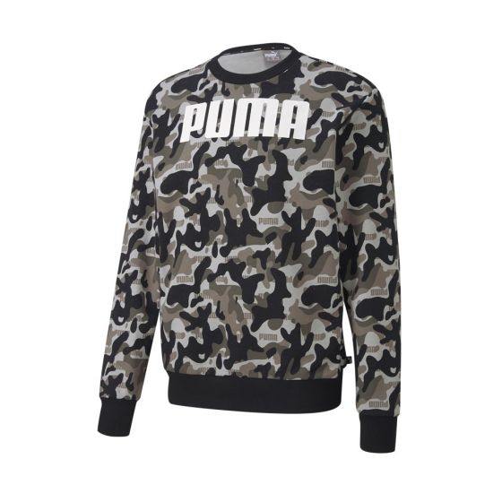 SUDADERA CASUAL PUMA REBEL CAMO CREW TR 0290 ~ CABALLERO Negro SPORTLIFESTYLE