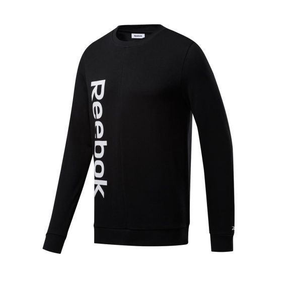 SUDADERA DEPORTIVA REEBOK TE LINEAR LOGO CREW 6130 ~ CABALLERO Negro TRAINING