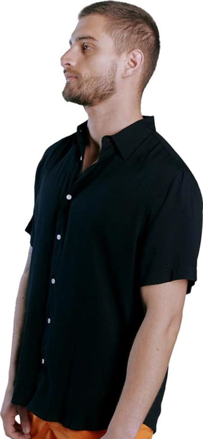 CAMISA REGULAR FIT DE VISCOSA MANGA CORTA