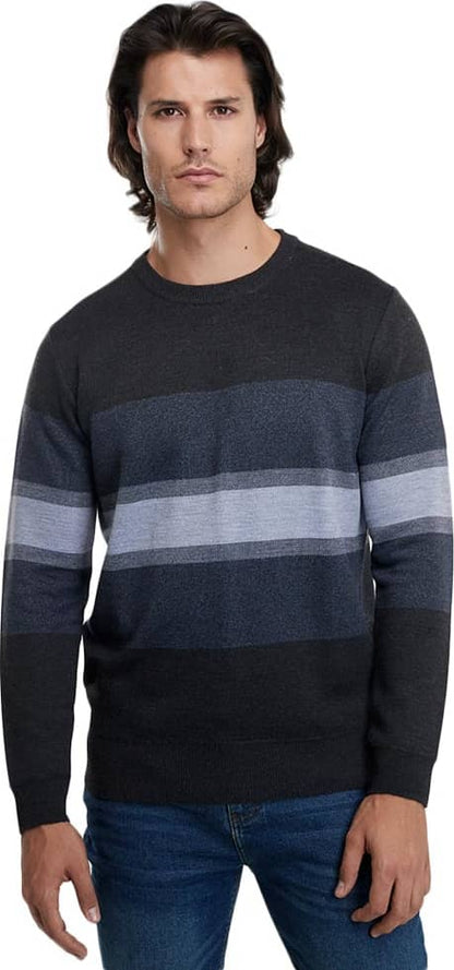 SWEATER A RAYAS CUELLO ALTO CON BOTONES