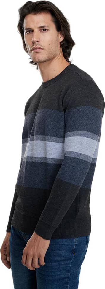 SWEATER A RAYAS CUELLO ALTO CON BOTONES