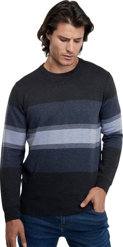 SWEATER A RAYAS CUELLO ALTO CON BOTONES