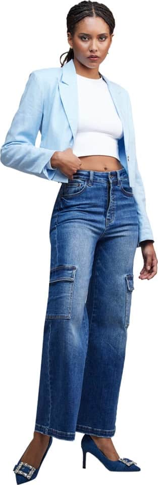 JEANS CARGO CINTURA SUPERALTA