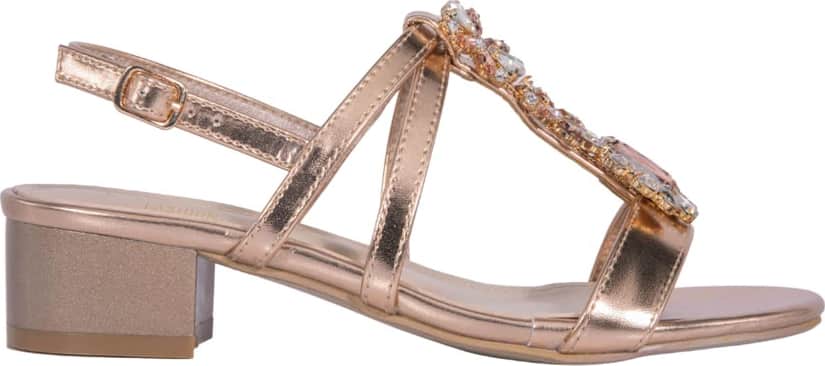 SANDALIA TACÓN BAJO CON PIEDRAS