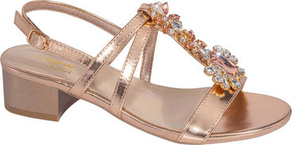 SANDALIA TACÓN BAJO CON PIEDRAS