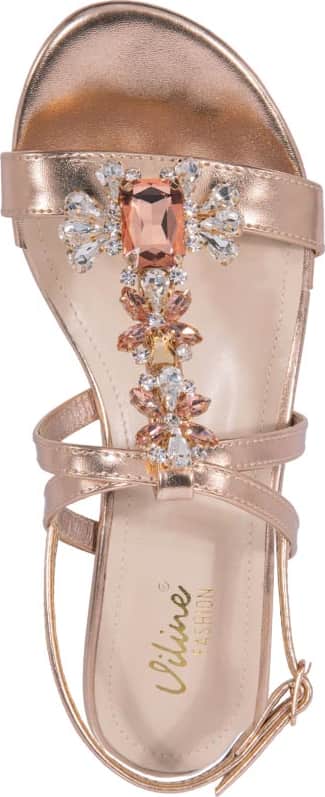 SANDALIA TACÓN BAJO CON PIEDRAS