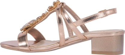 SANDALIA TACÓN BAJO CON PIEDRAS