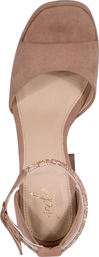 SANDALIA TACÓN ANCHO CON PEDRERÍA