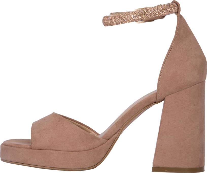 SANDALIA TACÓN ANCHO CON PEDRERÍA