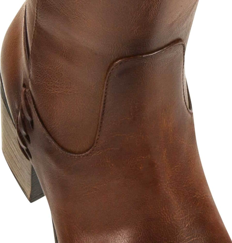 Bota Texana Tubo Alto Pu Brush Con Tejido