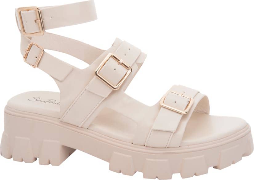 Sandalia Tacon Track Monocolor Hebillas