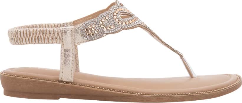 Sandalia Plana Con Brillos