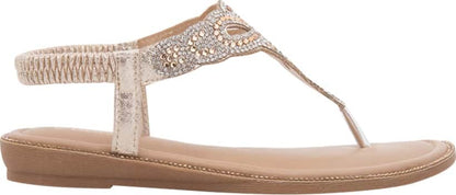 Sandalia Plana Con Brillos