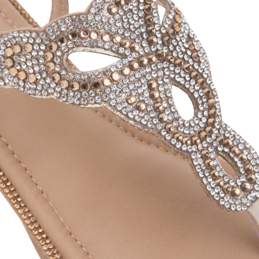 Sandalia Plana Con Brillos