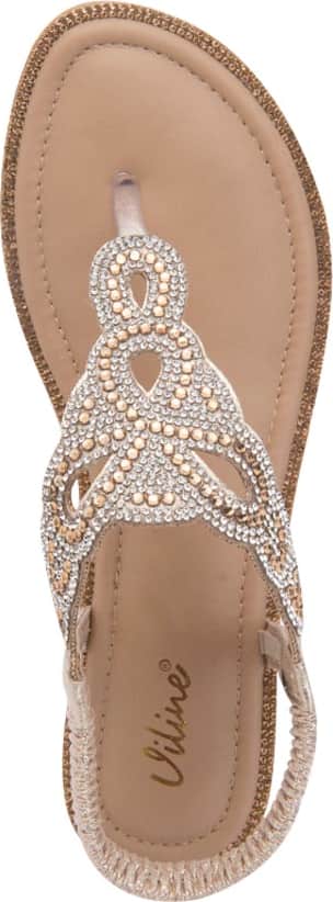 Sandalia Plana Con Brillos