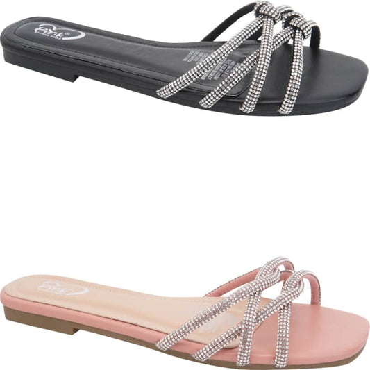 Kit Sandalia Planas Tiras Piedras